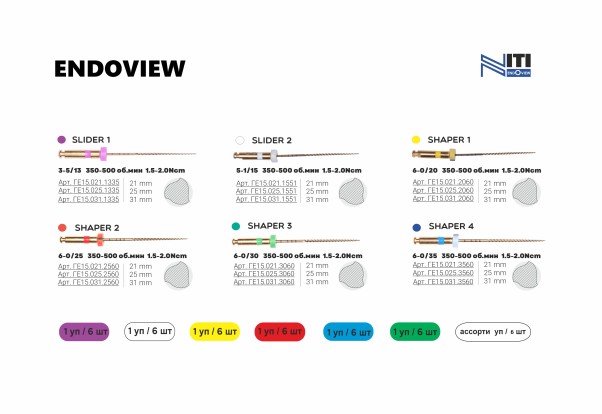 ENDOVIEW (20/06) - файлы для корневой обработки, тип NiTi 31мм (6шт), Geosoft / Россия-Израиль